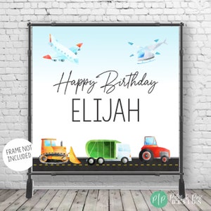 Things that Go Backdrop, Transportation Birthday Banner, Boys Vehicles Birthday Backdrop, Transportation Step & Repeat Banner, Vehicles Sign