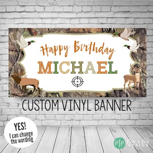 Hunting Birthday Banner, Outdoor Camo Party Decor, Deer Hunter Theme, Duck Hunt