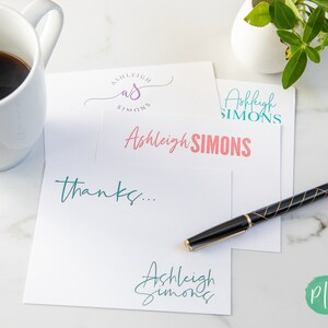 Custom Stationery Set - Personalized Note Cards with Envelopes - Modern Stationary image 4