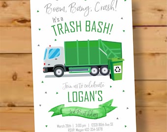 Invitation Danniversaire De Camion A Ordures Invitation De Etsy Canada