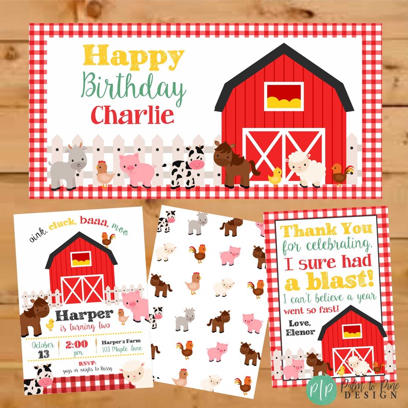 Farm Birthday Banner, Barnyard Party Decor, Barn Birthday, Farm Party Birthday Decor, Farm Animal Banner, Farm Animal Party decor for kids image 8