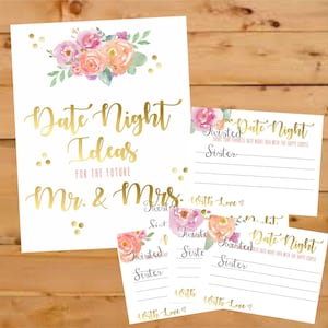 Date Night Printables Bridal Shower Date Night Ideas Date - Etsy