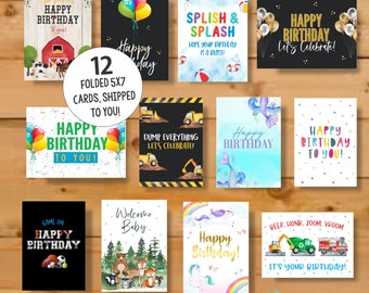 Variety Pack Birthday Greeting Cards, Birthday Card Assortment, Custom birthday cards for adults and kids, Celebration Greeting Card Pack A7