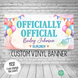 Custom Adoption Day Vinyl Banner, Officially Official Gotcha Day Party Decor (Multiple Color Options)