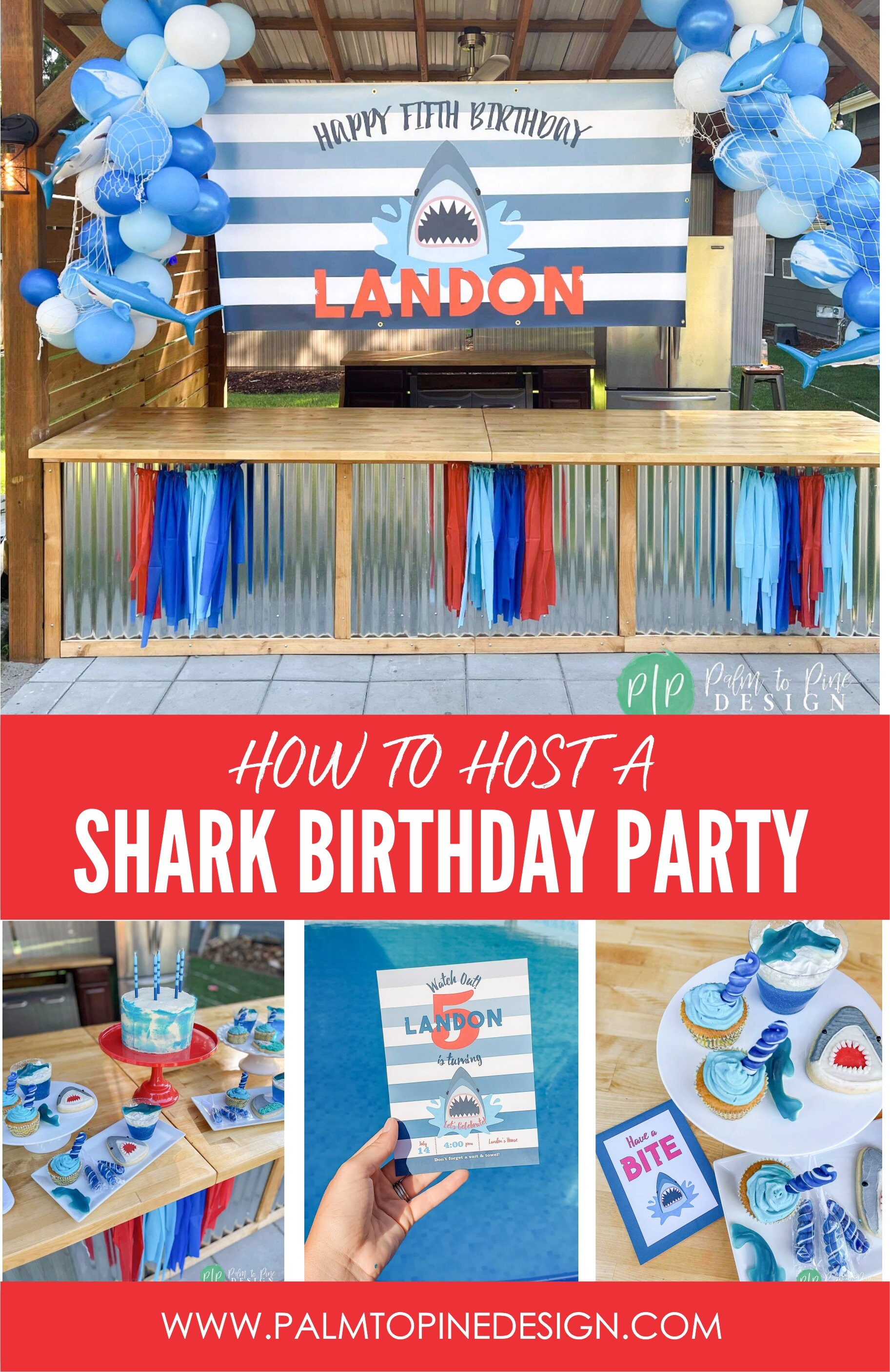 Avezano Shark Birthday Banner - 70.8x43.3 Inch Blue Polyester Backdrop For Boys' Ocean Theme Party - View #4