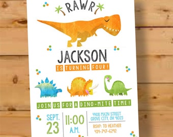 Dinosaur Birthday Invite, Dinosaur Birthday Invitation, Dinosaur Birthday Party, T-Rex Birthday Invite, Dinosaur Invite, Dino Birthday Party