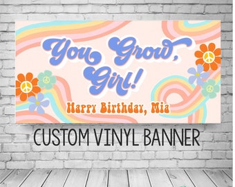 Groovy Birthday Banner, two groovy birthday, Hippie banner, Two Groovy Banner, Flower Child Birthday Decor, Groovy banner, groovy backdrop