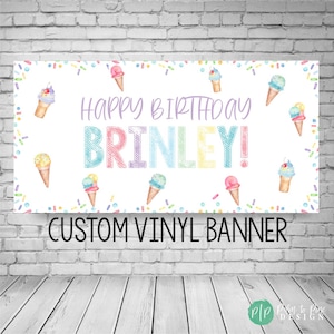 Ice Cream Birthday Banner, Ice Cream Party, Personalized Birthday Banner, Ice Cream birthday party decoration, Ice Cream Birthday Banner Kid
