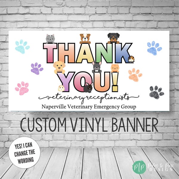 Veterinary Appreciation Week Banner, Custom Thank You Veterinarian Sign, Personalized
