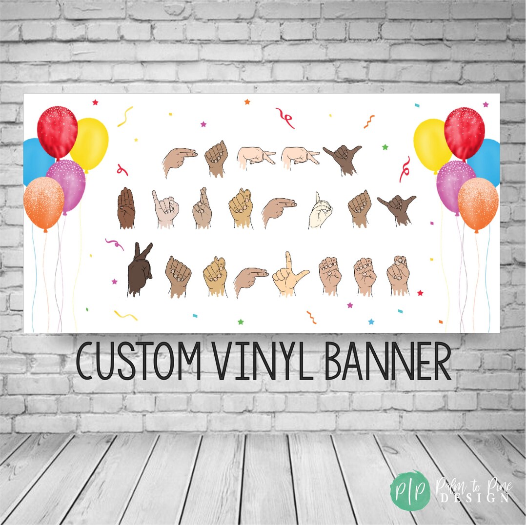 ASL Happy Birthday Banner, Custom American Sign Language Birthday