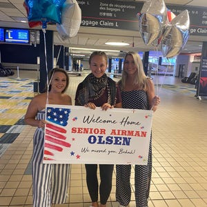welcome home military all branches banner with red white and blue coloring