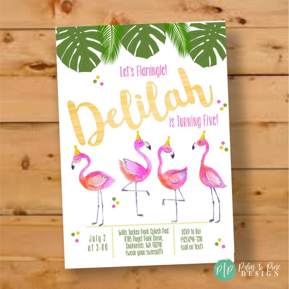 Flamingo Invitation, Flamingo Party Invite, Let's Flamingle Invite, watercolor, Flamingo Birthday Invite, Let's Flamingle Party, Tropical Il_570xn