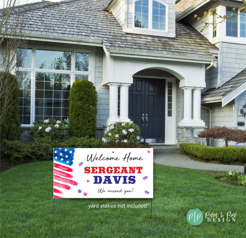 Welcome home military banner, Welcome home military sign, Soldier Homecoming, Military banner, patriotic banner, deployment homecoming sign image 8