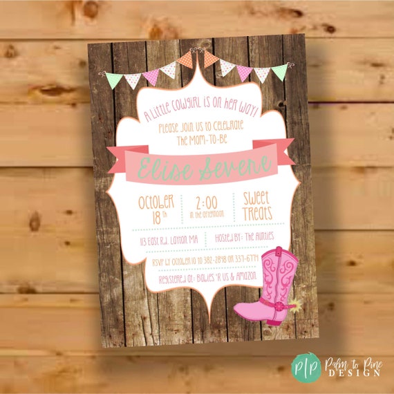 Little Cowgirl Baby Shower Invite Invitations Rustic Country