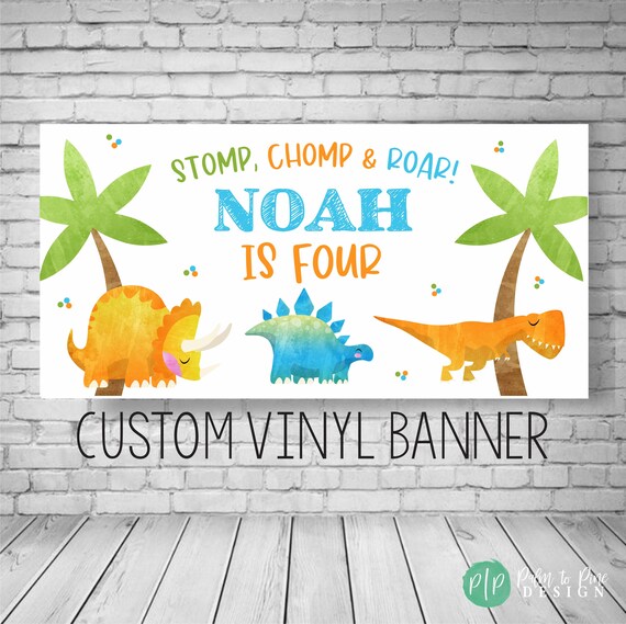 Dinosaur Birthday Banner, Dinosaur Party Decoration, Dinosaur Birthday Party, Dino Backdrop, Three Rex Banner, Dino Banner, Dino birthday Il_570xn