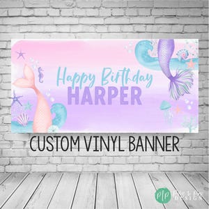 Mermaid Birthday Decor, Mermaid Birthday Banner, Mermaid Sign, Under the sea Decoration, Mermaid Backdrop, Watercolor mermaid Party Decor