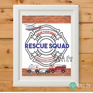 Emergency Vehicles Birthday Sign, Rescue squad welcome sign, Firetruck birthday sign, Custom transportation sign, Emergency Vehicles Decor