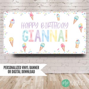 Ice Cream Party Banner, Birthday Sprinkles Party Decor, Sweet Scoops of Fun Backdrop