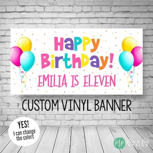 Birthday Banner for Girls: Custom Name and Age - Colorful Party Decor