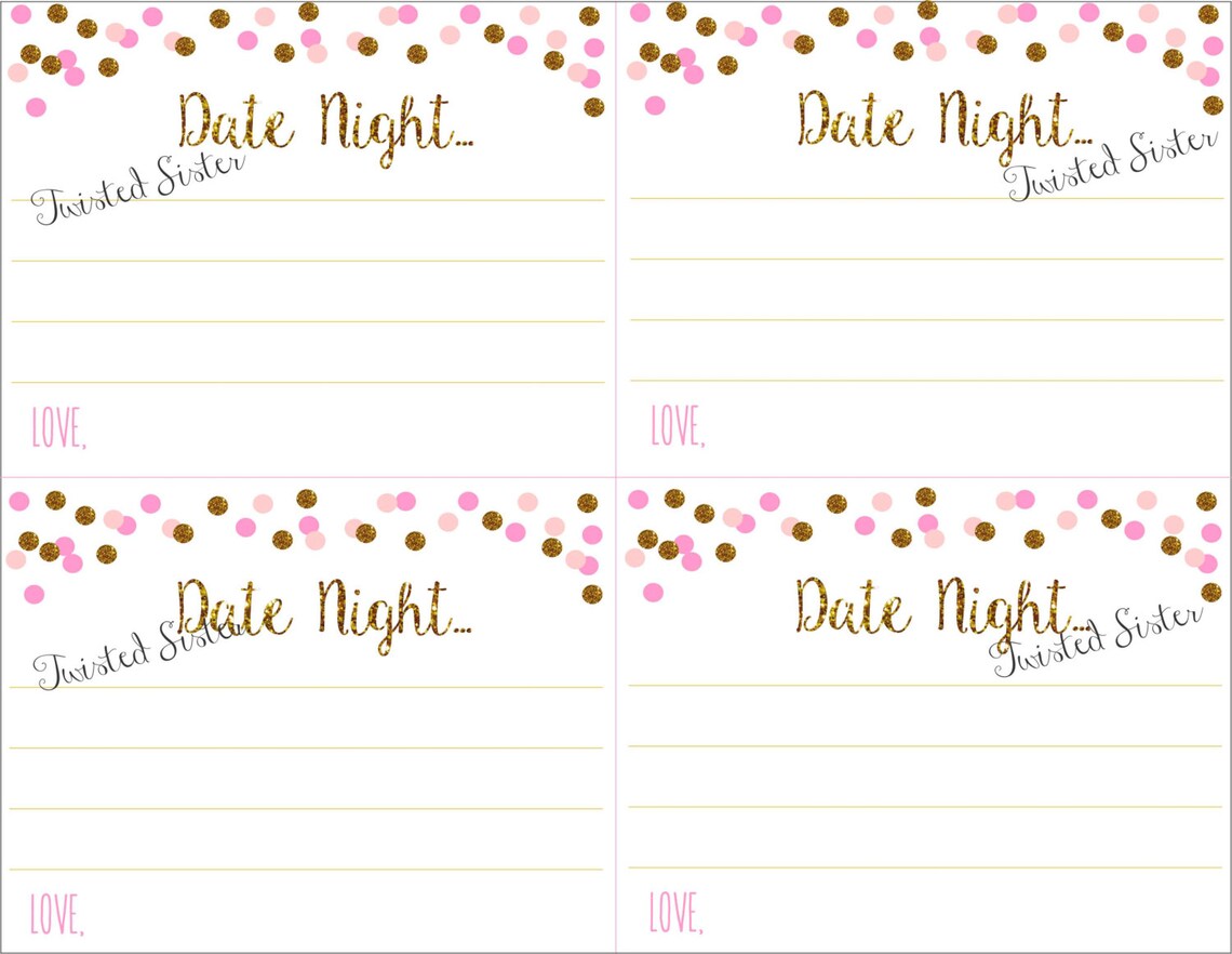 Date Night Printables Bridal Shower Date Night Ideas Date | Etsy