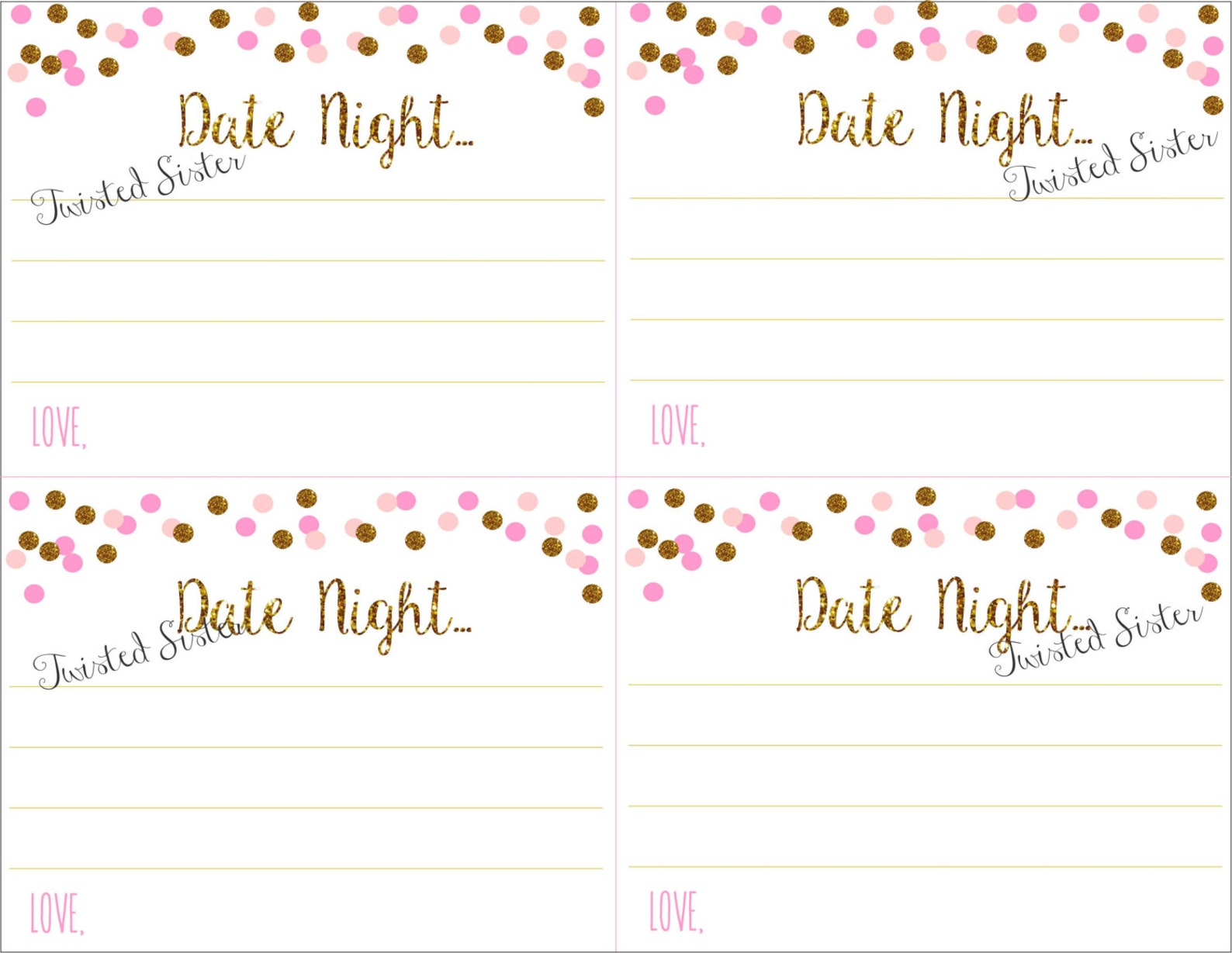 Date Night Printables Bridal Shower Date Night Ideas Date | Etsy