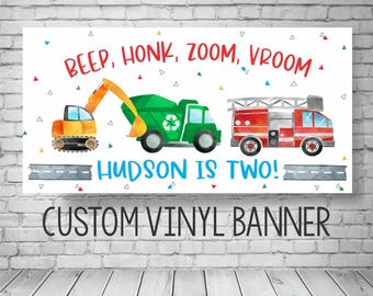 Transportation Vehicles Birthday Banner | Personalized Things that Go Party | Custom Name and Age