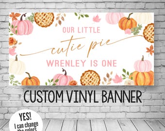 Cutie Pie Birthday Banner, Fall Pumpkin Theme Decor (Personalized occasion and colors)