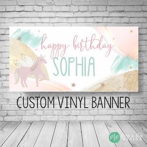 Unicorn Birthday Banner, Unicorn Birthday Party, Unicorn Birthday Backdrop, Unicorn banner, Pastel Unicorn decor, Unicorn Photo Backdrop