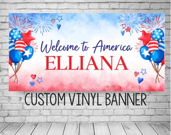 Welcome to America banner, Welcome America sign, America banner, Citizenship banner, Exchange Student Welcome Sign, Au Pair Welcome Banner