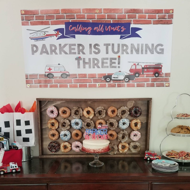 Emergency Vehicles Birthday Banner Firefighter Party Decor Etsy