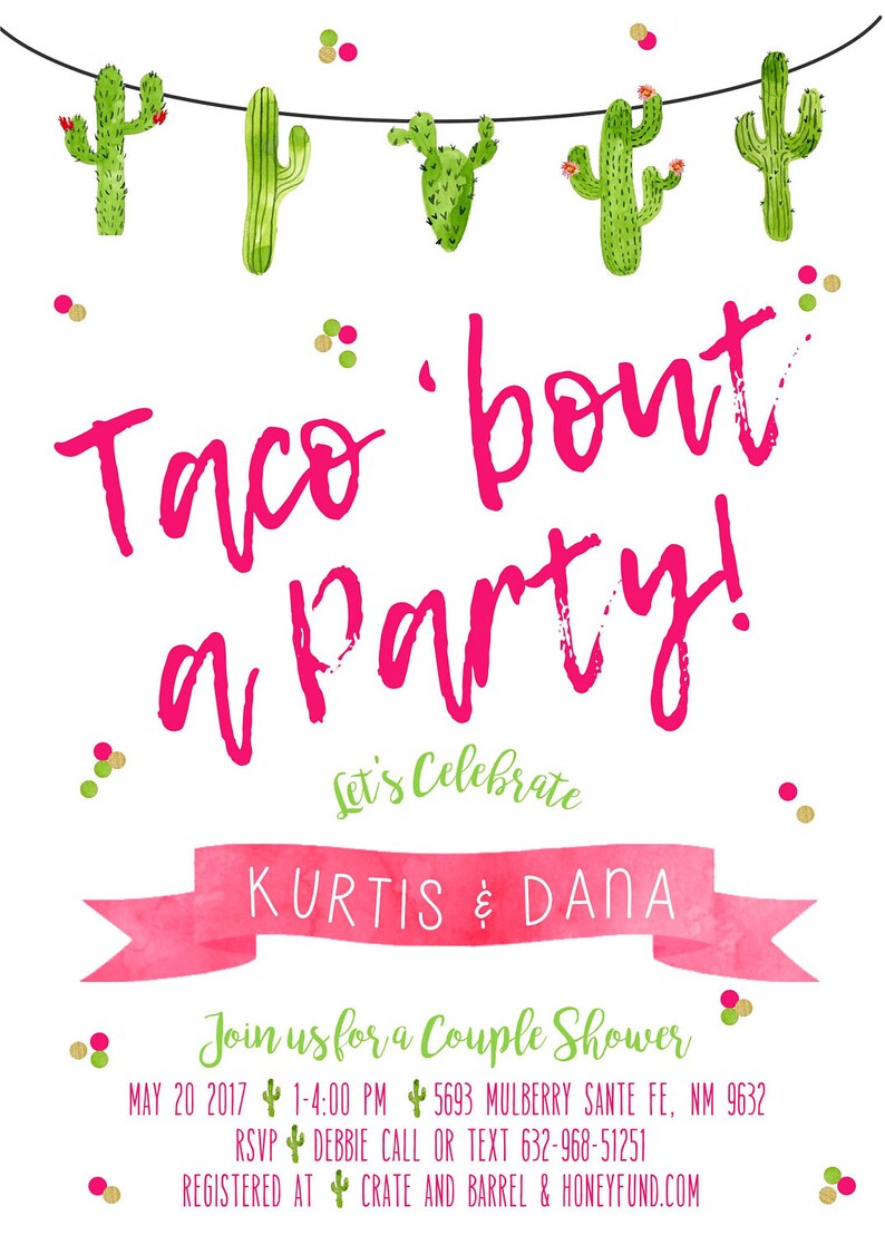 Taco Bout a Party Invitation, Taco Bout a Party Invite, fiesta invitation, Fiesta Birthday Invitation, Cacti Birthday, watercolor, Fiesta image 6