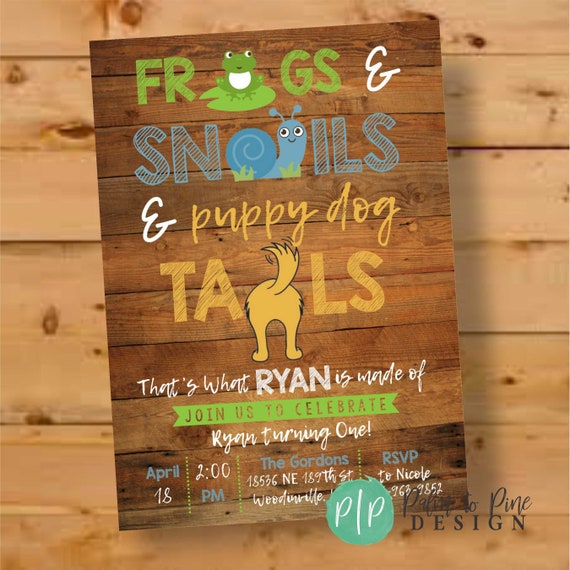 Frogs and Snails, Snips and Snails Invite, Frogs and Snails invitation, Little Boy Birthday Invitation, Frogs and Snails and Puppy Dog Tails Il_570xn