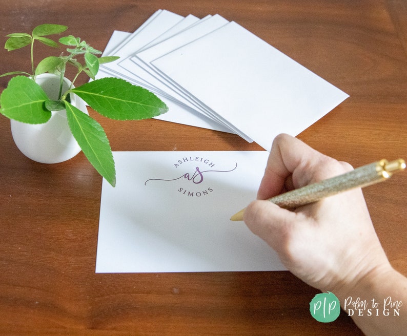 Custom Stationery Set - Personalized Note Cards with Envelopes - Modern Stationary image 8