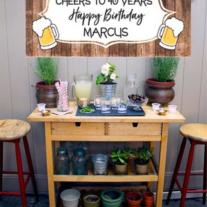 21st birthday banner, Beer birthday party decor, Adult birthday banner, Cheers and Beers happy birthday backdrop, Beer Birthday Banner Decor image 4