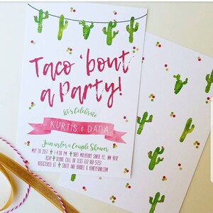 Taco Bout a Party Invitation, Taco Bout a Party Invite, fiesta invitation, Fiesta Birthday Invitation, Cacti Birthday, watercolor, Fiesta image 3