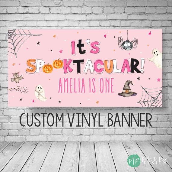 Halloween Birthday Banner, Halloween Party Decor, Girl Halloween Birthday Party, Halloween Party Decorations, Spooktacular Halloween Banner Il_570xn
