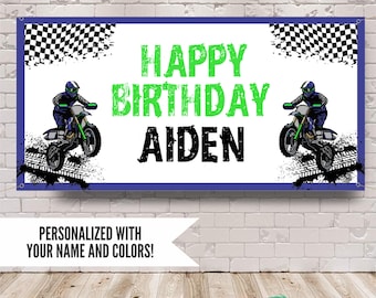 Dirt Bike Birthday Banner, Supercross Party Decor, Personalized Motocross Backdrop