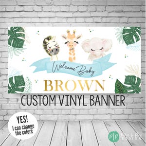 Jungle Baby Shower Banner, Jungle Baby Shower Decorations, Safari Banner, Tropical Jungle Banner, Zoo Animal Banner, Boys Animal Baby Shower