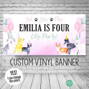 Puppy Birthday Banner, Dog Birthday Party, Puppy Dog Backdrop, Puppy Party Decoration, Puppy Photo Backdrop, Personalized birthday banner
