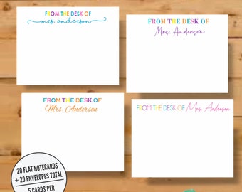 Teacher Stationery Cards, Personalized Stationary Gift | Set of 20 notecards & A2 Envelopes