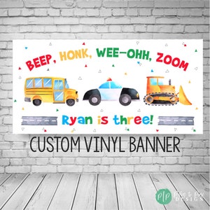 Transportation Birthday Banner, Things that go birthday, transportation birthday decorations, Boy Birthday Banner, Vehicles Birthday Banner