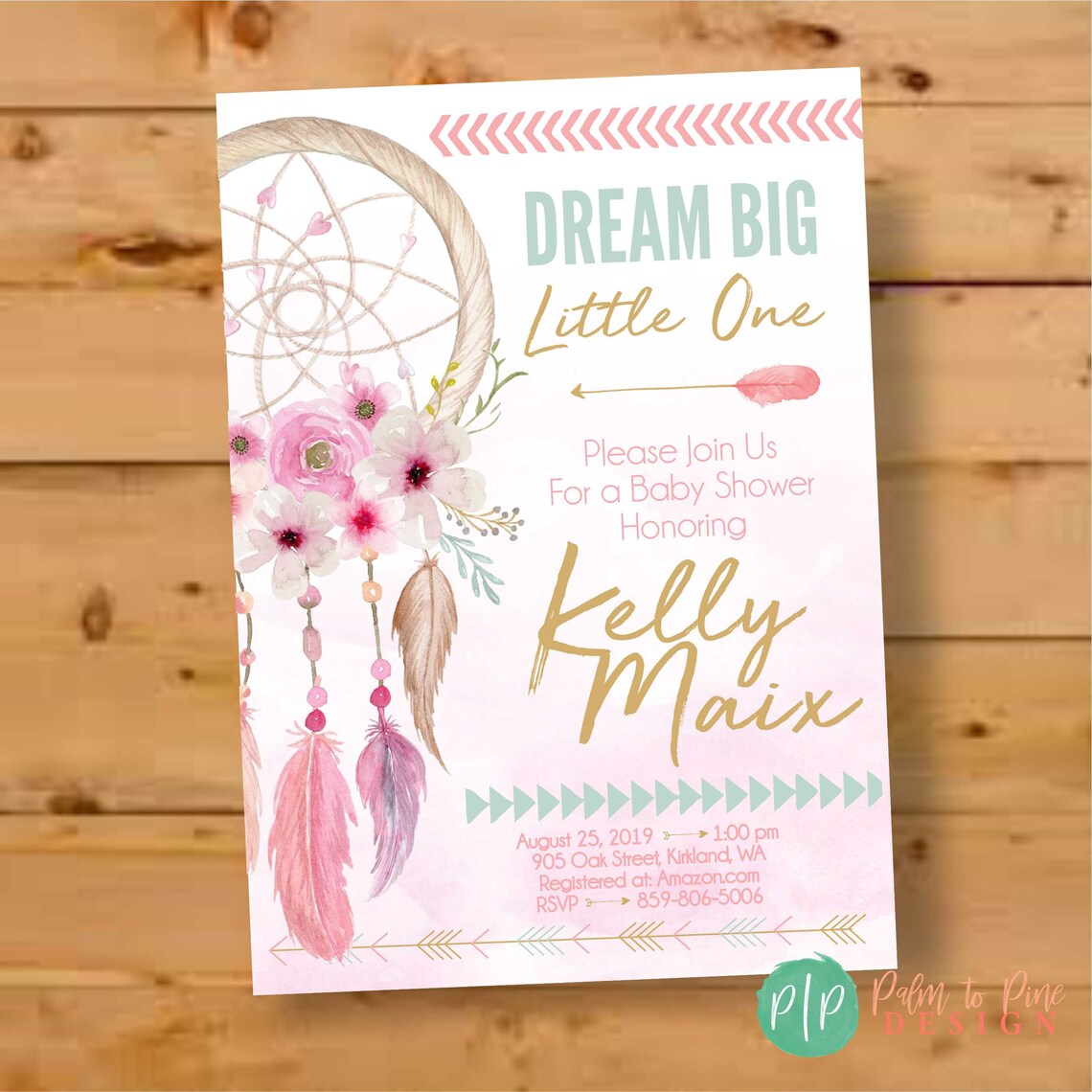 Dream Catcher baby shower Dreamcatcher birthday invite boho Etsy