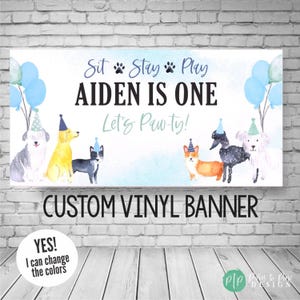 Puppy Birthday Banner, Dog Birthday Party, Puppy Dog Backdrop, Boys Puppy Party Decoration, Puppy Photo Backdrop, First Birthday Puppy Party