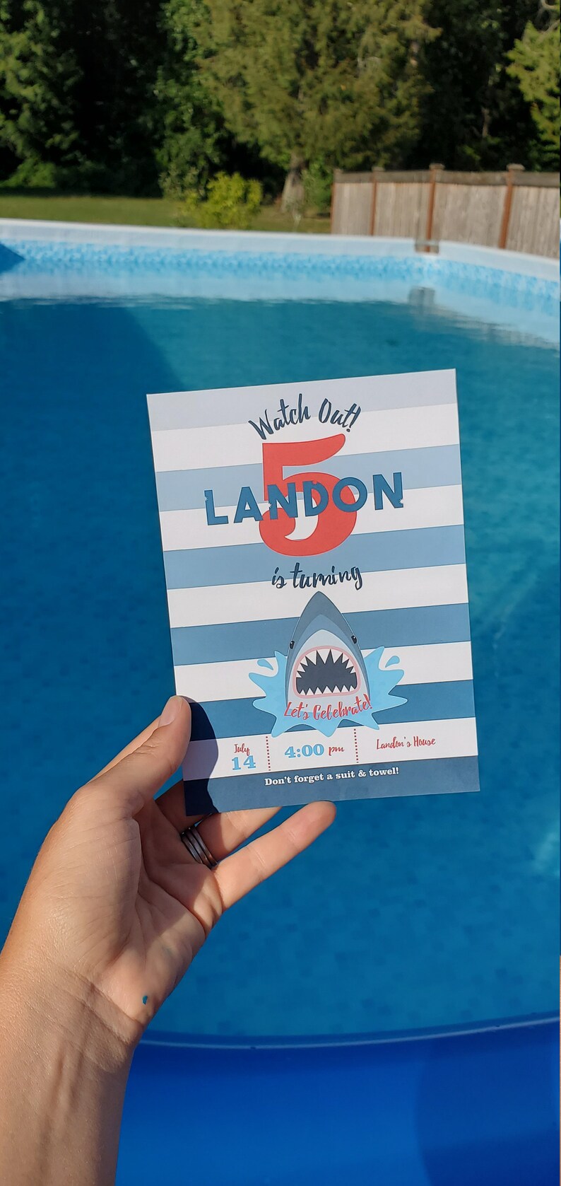 Shark birthday invitation, shark party invitations, Shark Invite, shark birthday, Shark Pool Party, jaws birthday, jaws party, shark party image 5