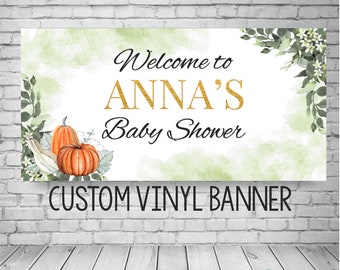Pumpkin Baby Shower Banner | Personalized Fall Party Decor | Custom Colors and Sizes
