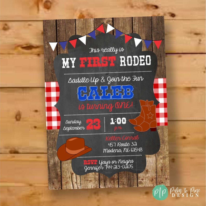 Cowboy birthday invitation, Cowgirl birthday invitation, Western birthday invitation, First Birthday Invite, Cowboy first birthday, Western image 1