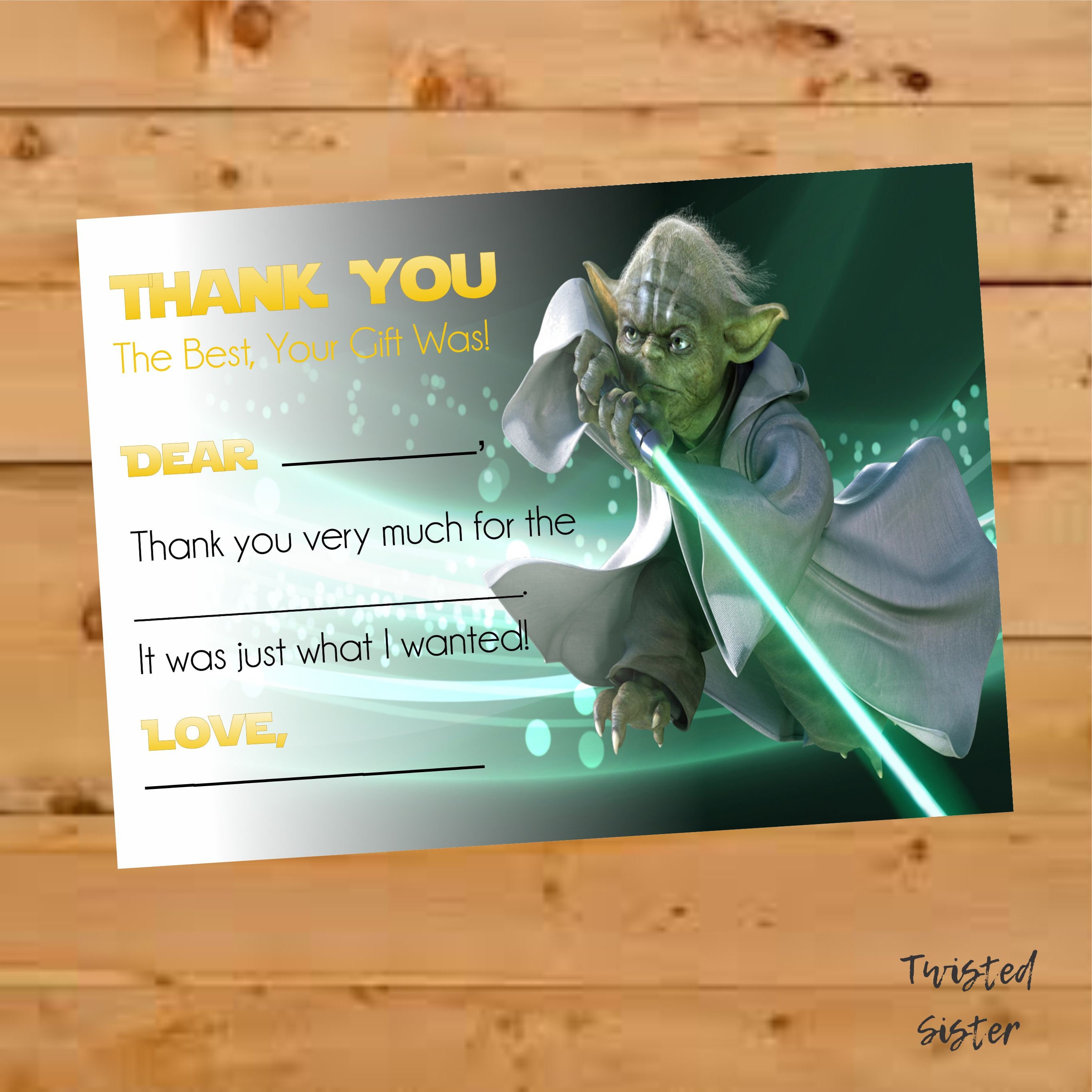 Thank You Card Star Wars Birthday Thank You Card Fill in the | Etsy