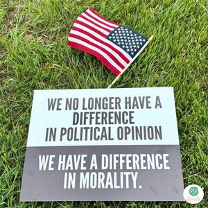 Democratic yard sign with American flag