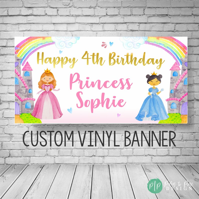 Princess Birthday Banner Princess Birthday Party Princess Birthday Backdrop Princess banner Princess Party Decor Princess