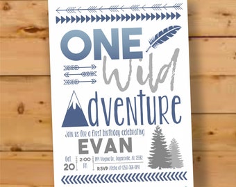 Wild One Birthday Invitation: Tribal Arrows and Mountains Boy's Party Invite